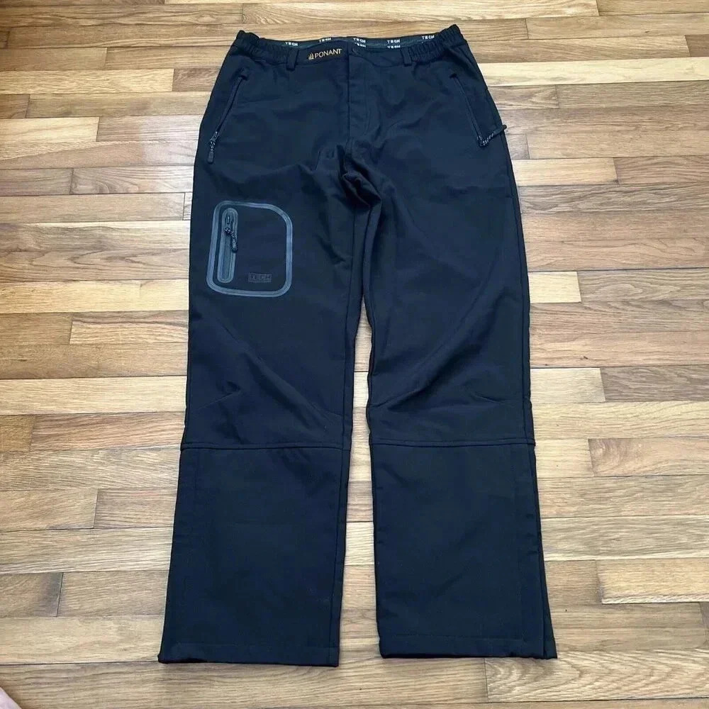 Ponant France Men's Black Tech Pants Wind Water Size XL